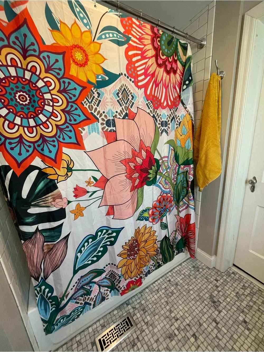 Vibrant Floral Shower Curtain - Multicolor Bold Blooms
